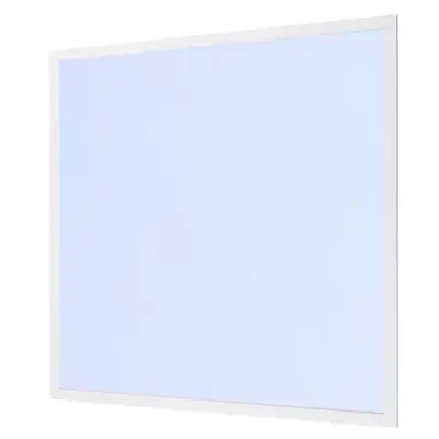 Square LED panel light with a white frame, emitting a soft, uniform glow against a plain background.